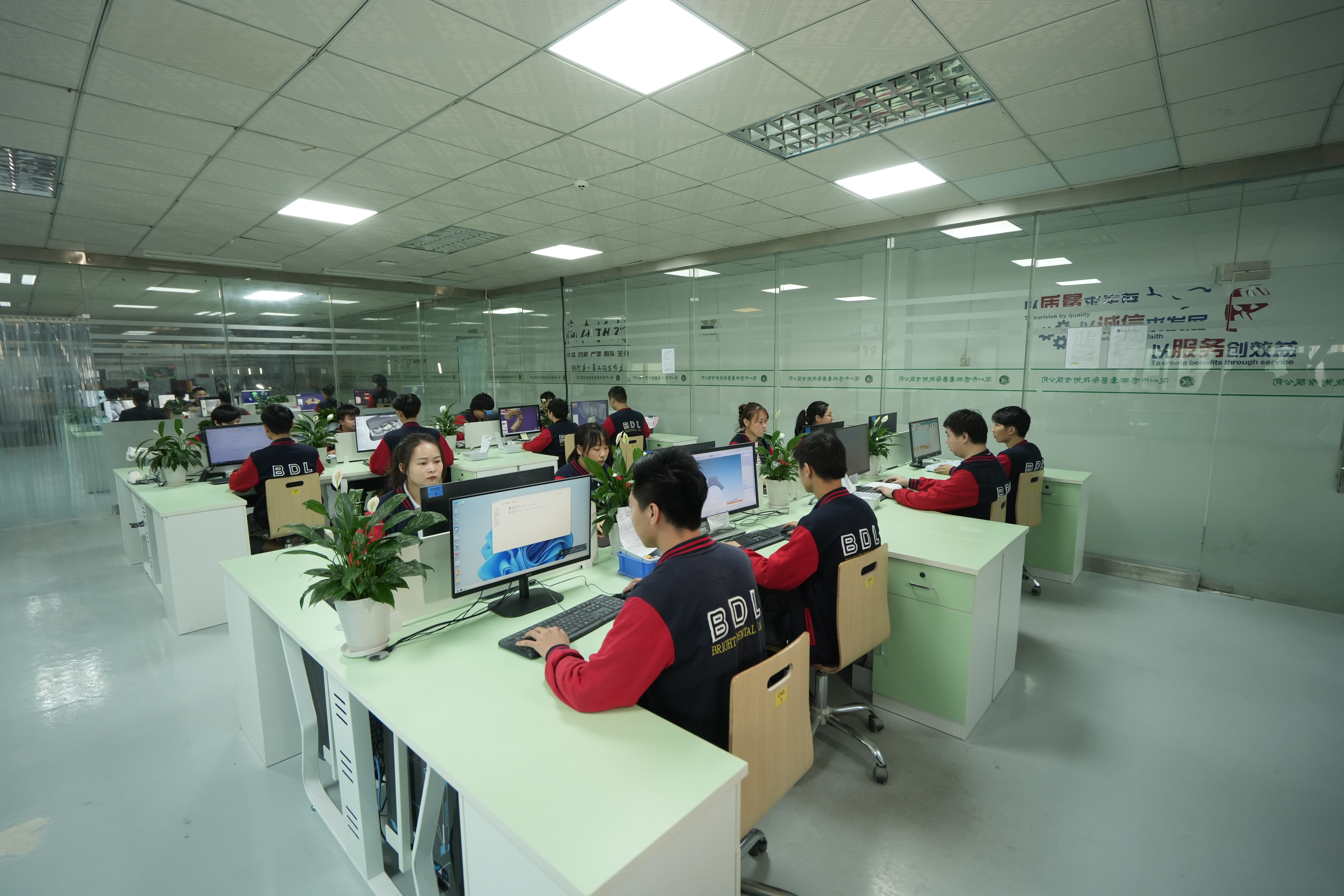 Dental lab technicians handling cases